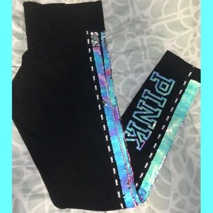 VS PINK Leggings Bling Flip Sequin Black Sz L